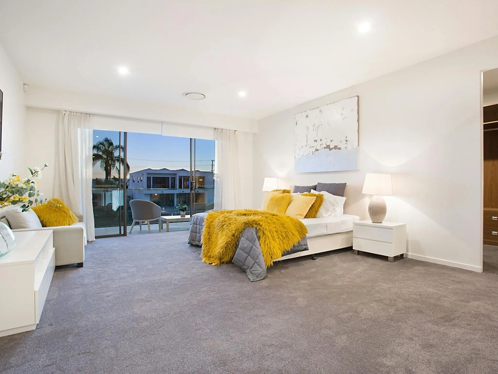 Master bedroom with water views