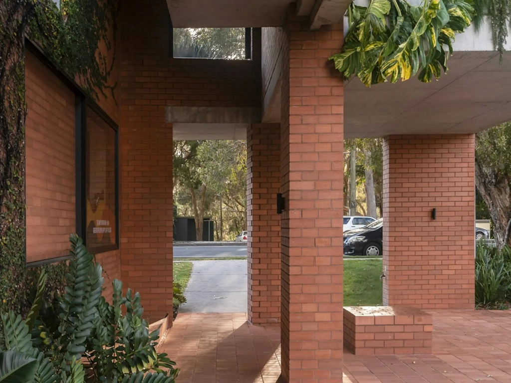 Entry archway at Cornerstone Stores, designed by Richards and Spence architects.