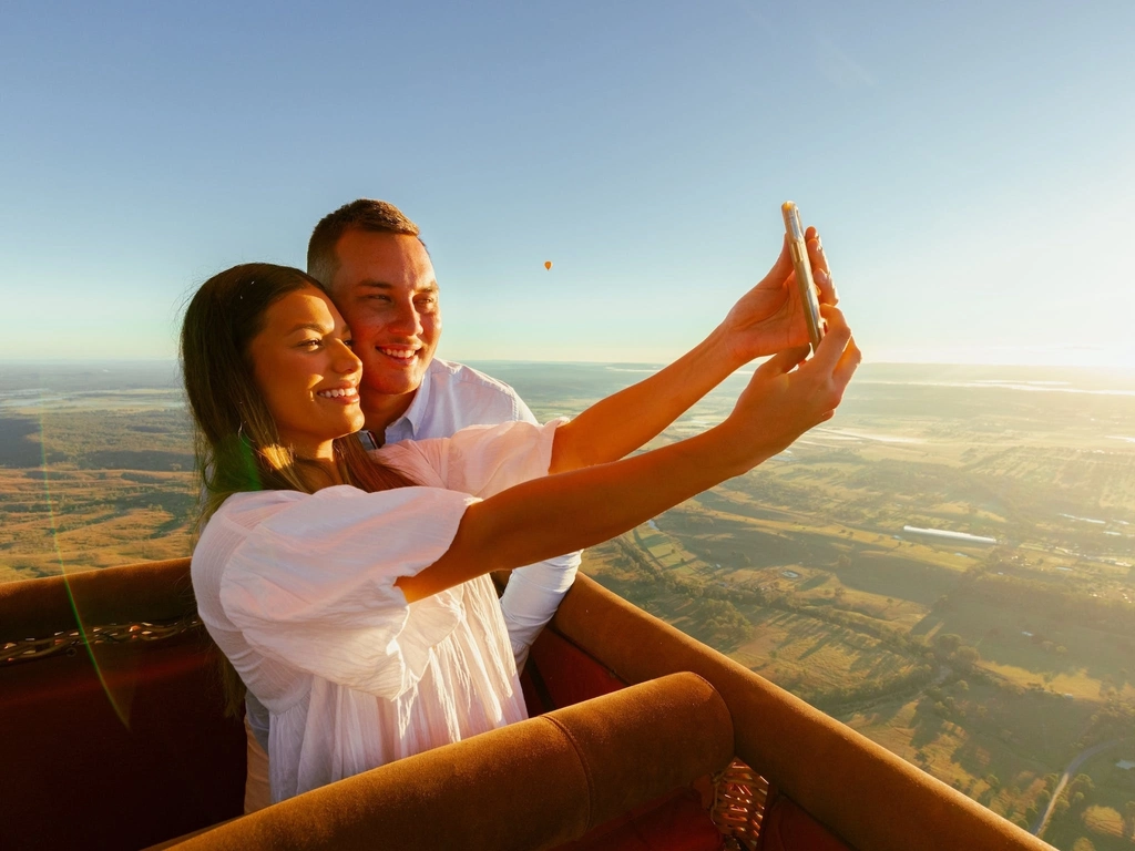Selfie on board and floating over the Gold Coast Hinterland.