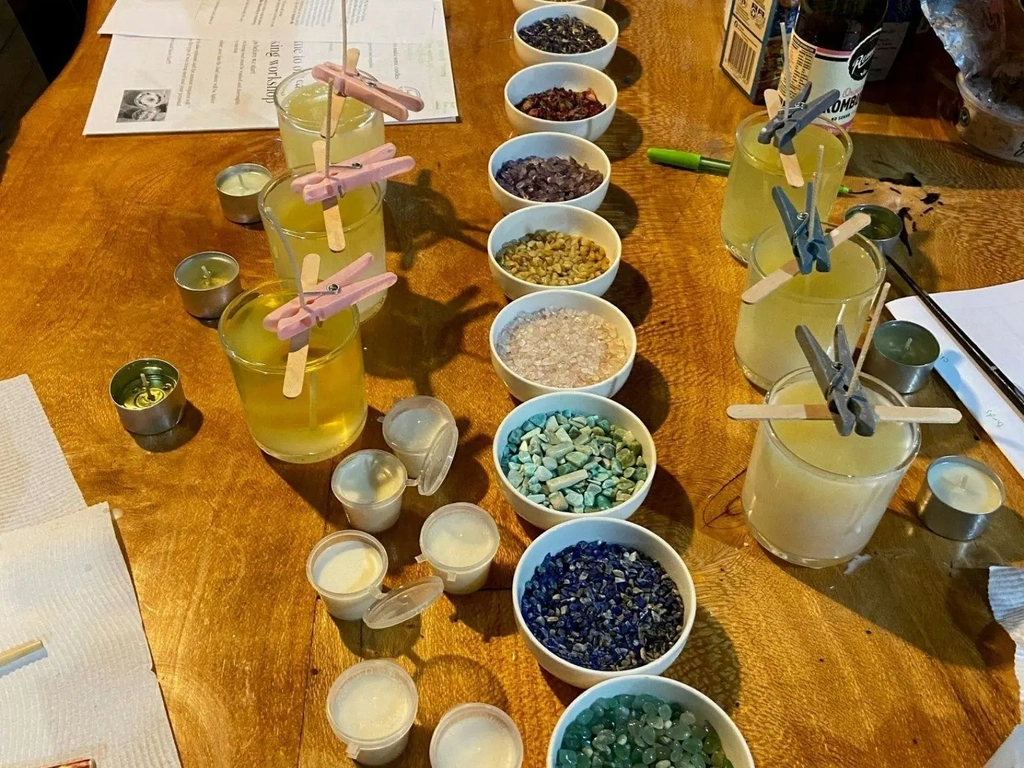 Hen's Party in the Gold Coast Hinterland including Crystals & Botanicals: Soy Candle Making Class Image 2