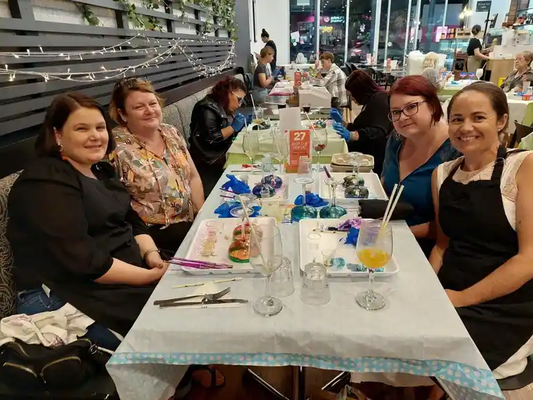 Sip 'n' Dip - Learn to paint alcohol ink cocktail glasses -FlamingKo Cafe - Broadbeach Image 1