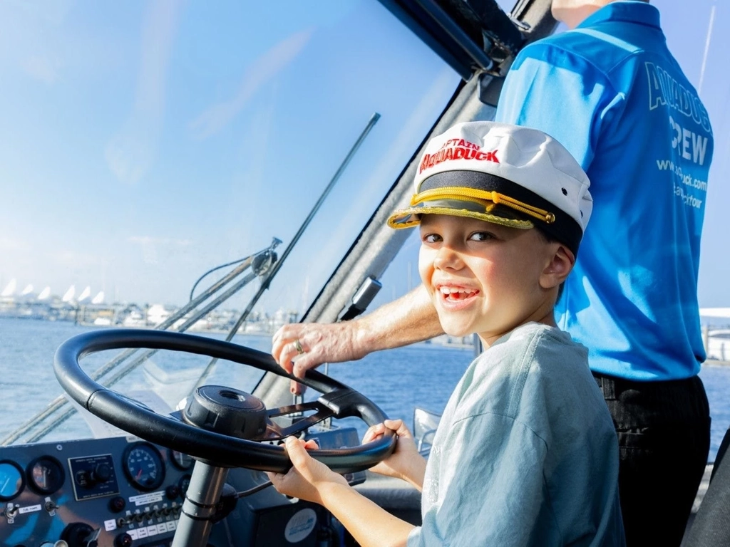 Boy driving the aquaduck