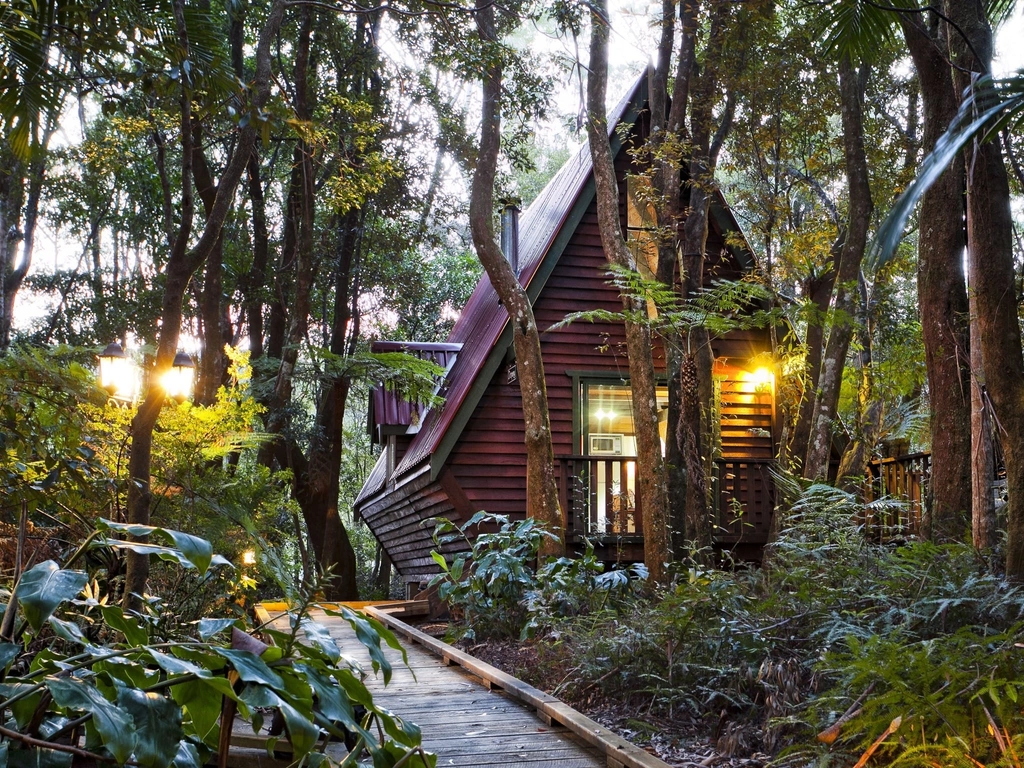 Rainforest Spa chalet with fireplace