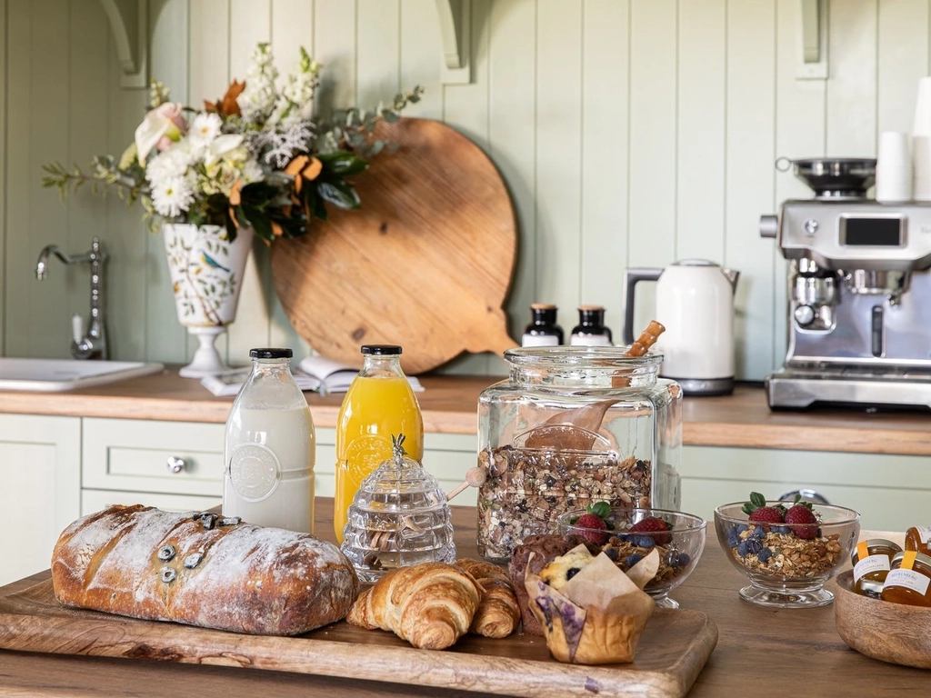 Breakfast in our community kitchen for guests to enjoy