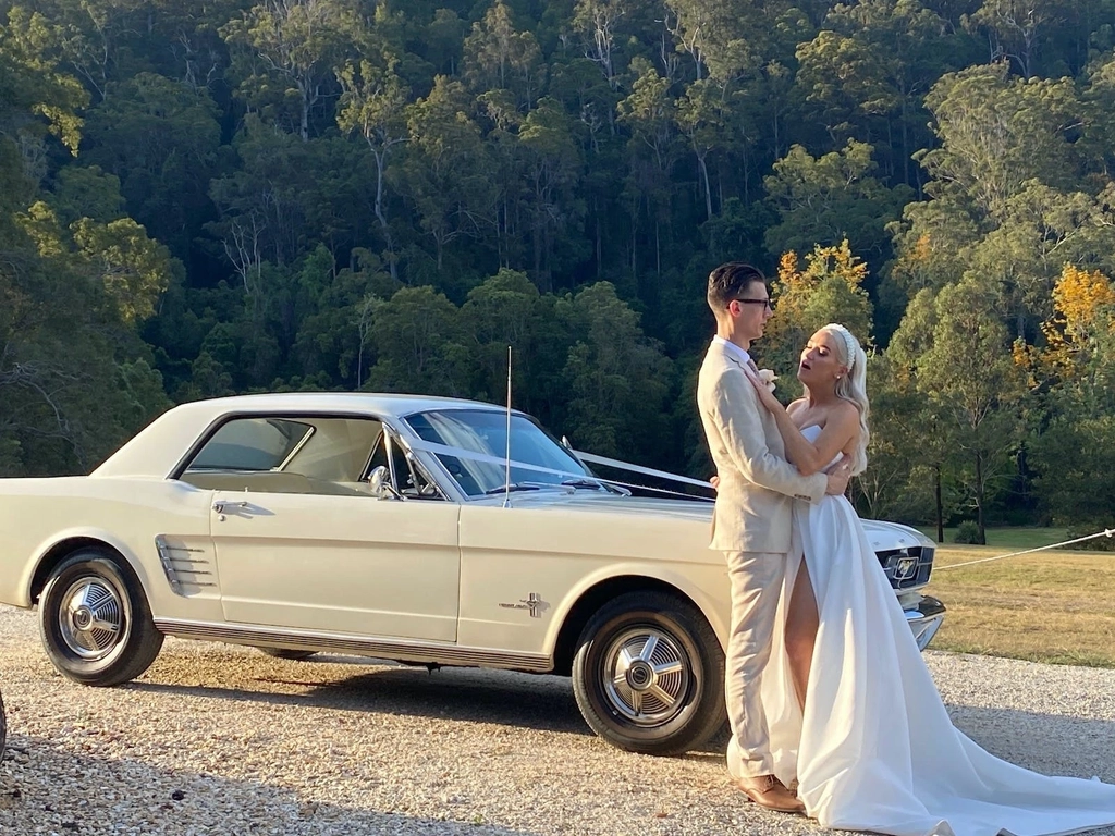 Vintage Mustang wedding car