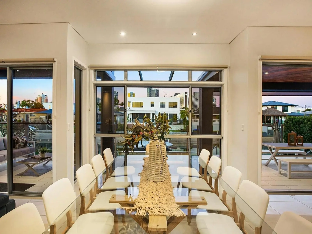 Dining area with water views