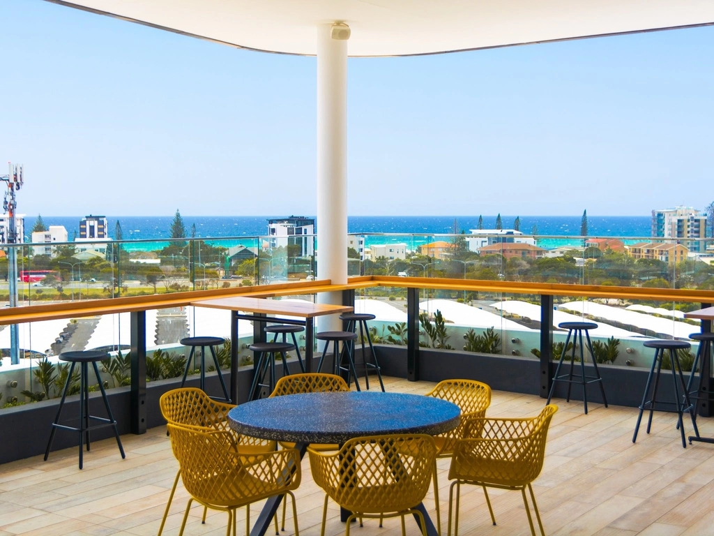 Sweeping views from Coolangatta to Surfers Paradise can be enjoyed at The Salty Fox bar