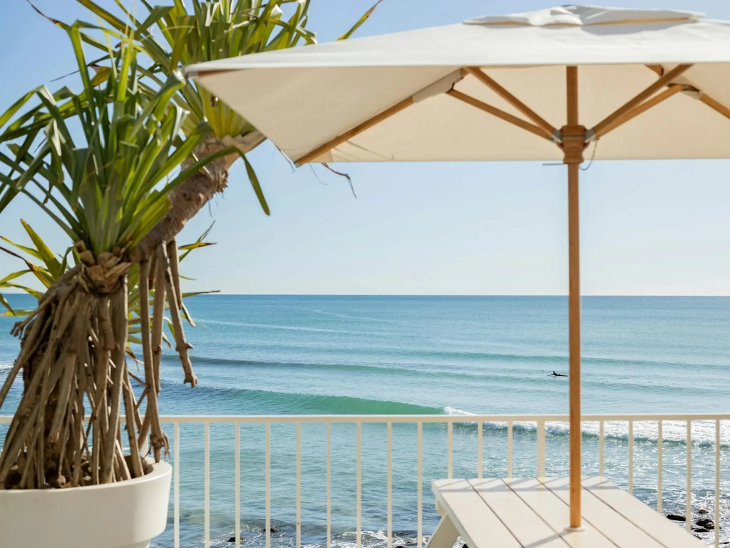The view from the beach bar at Burleigh Pavilion overlooking the ocean.