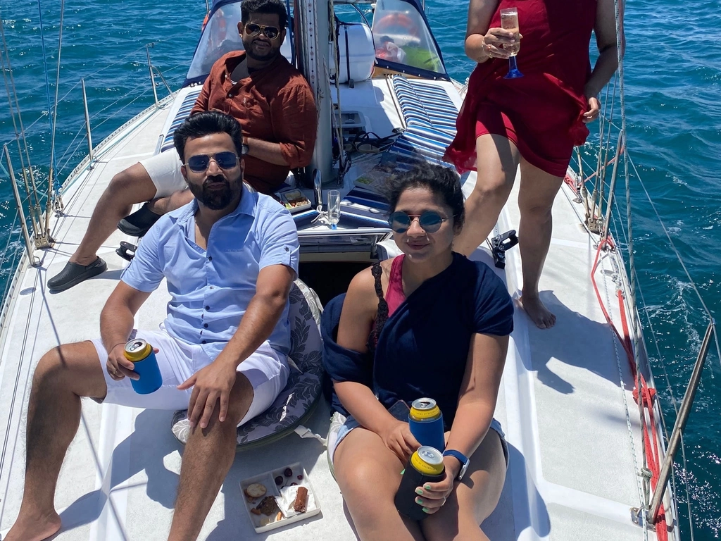 Indian travellers day out sailing on Sun Sailing's private midday charter.