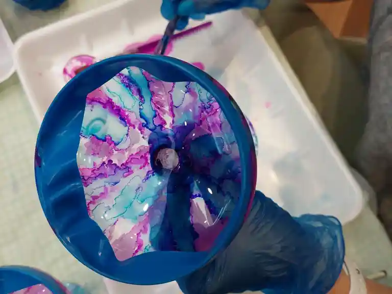 Sip 'n' Dip - Learn to paint alcohol ink cocktail glasses -FlamingKo Cafe - Broadbeach Image 5