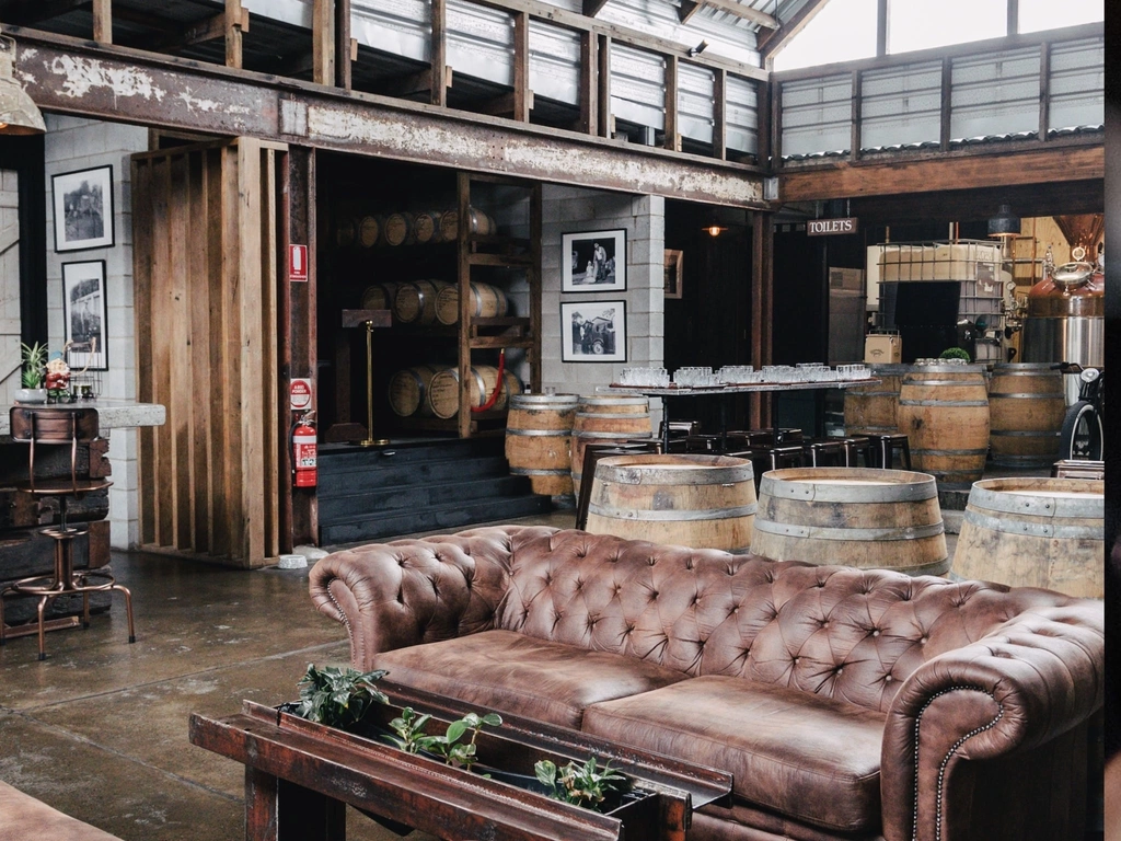 A photo of the couches and inside the Tasting Room.