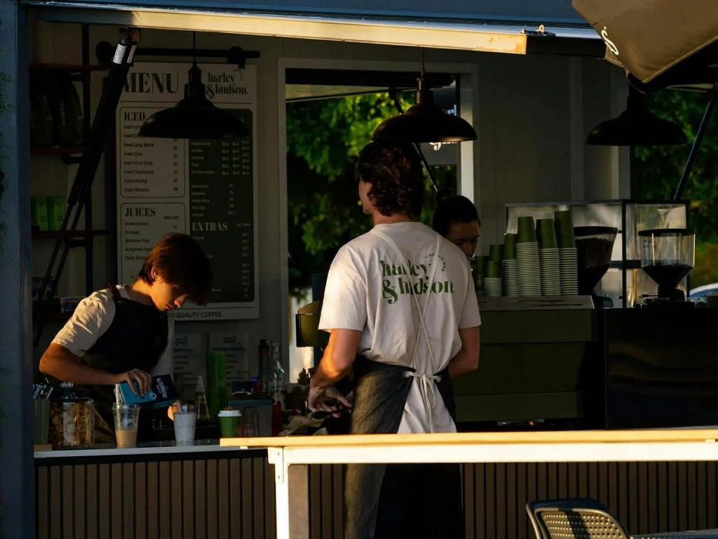 Harley & Hudson staff at the front of the cafe