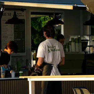 Harley & Hudson staff at the front of the cafe