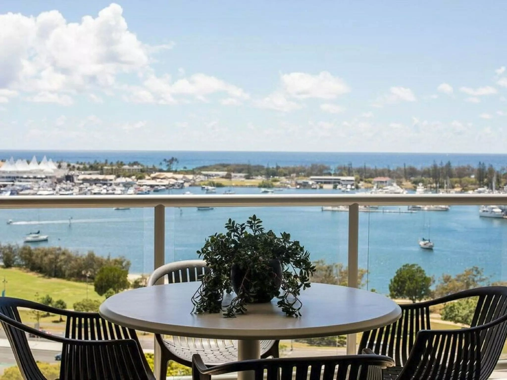 Balcony view from the apartment across the Broadwater in Southport