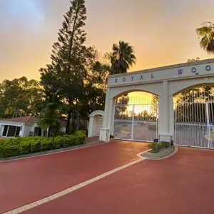 Royal Woods Gates at Sunset