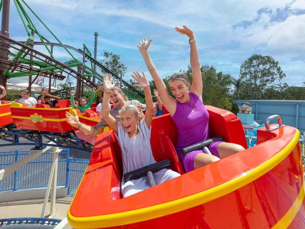 Family on ride at Dreamworld