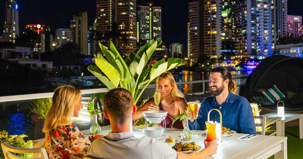 Friends dining on Sea World Cruises Buffet Dinner Cruise