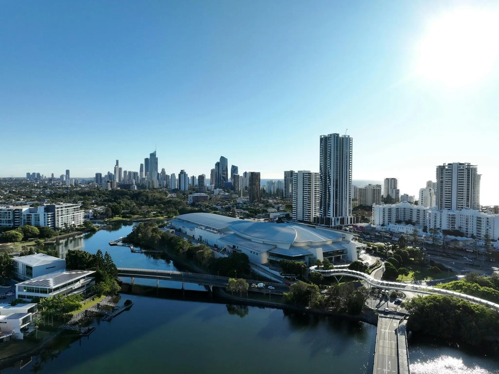 GCCEC building - Broadbeach skyline