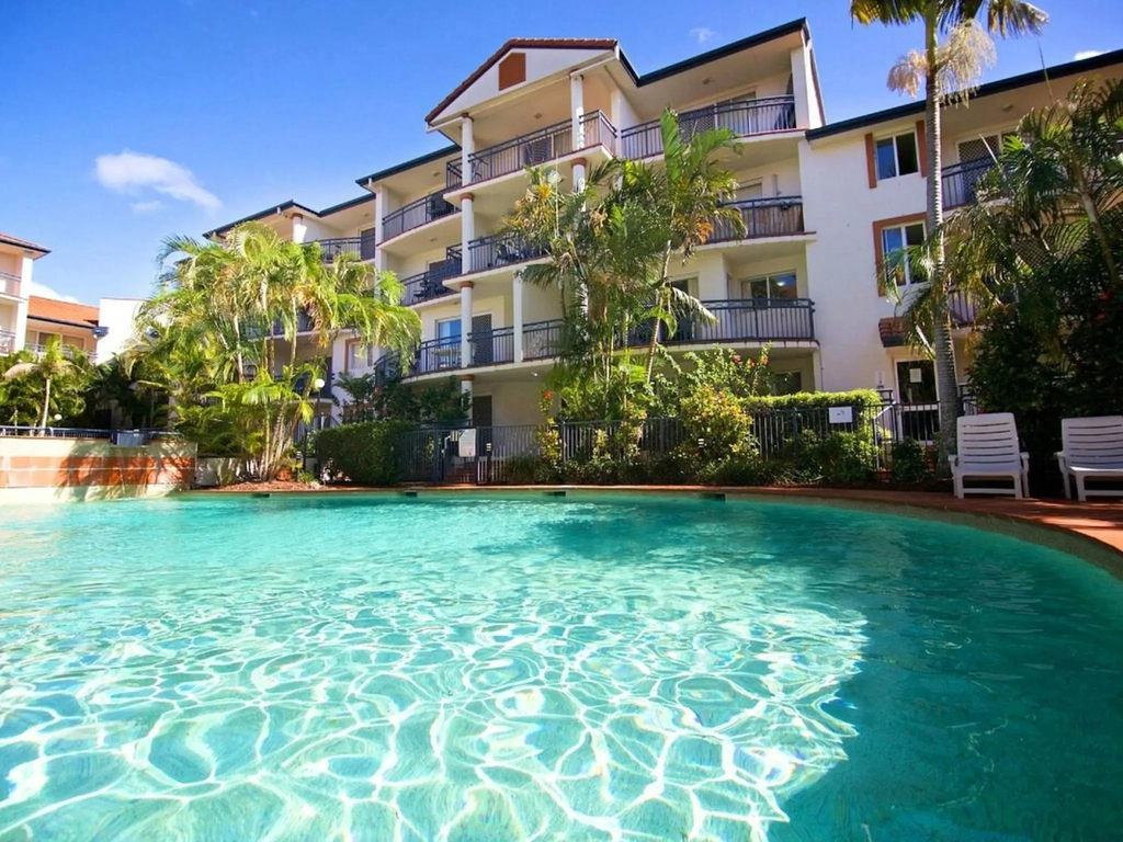 Crystal clear sparkling swimming pool