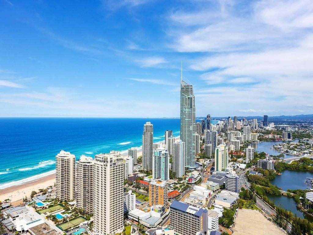 City View with the beach in the background. Circle on Cavill apartment Surfers Paradise