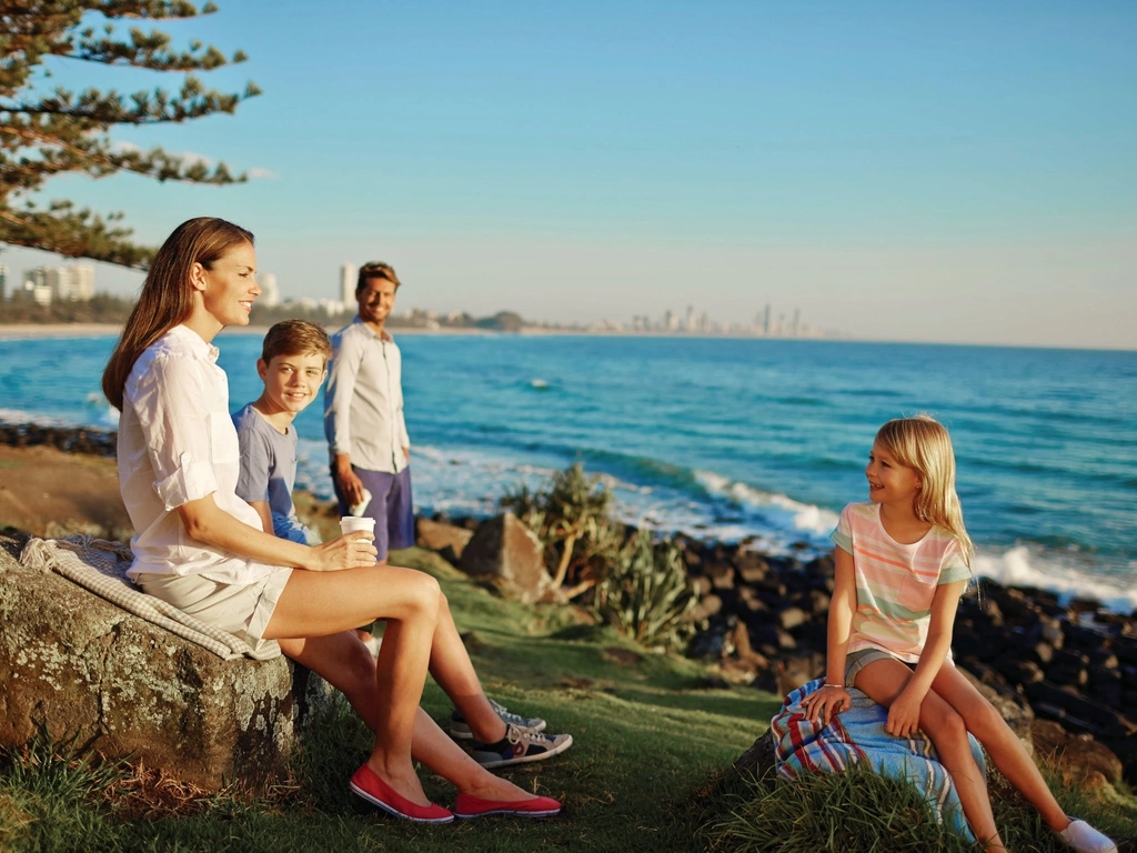 Family on headland at Burleigh Head.