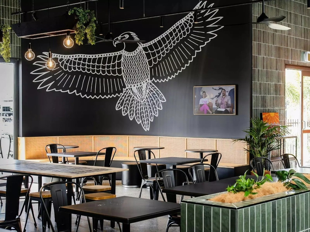 wedgetail eagle mural decal wall art cafe burleigh gold coast