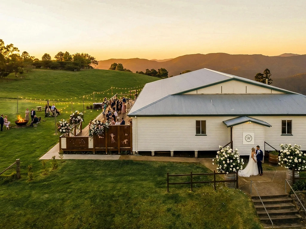 Sunset wedding at Montara Hall