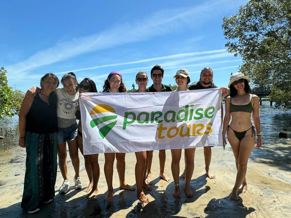 Paradise Tours group at Brunswick River during Byron Bay tour