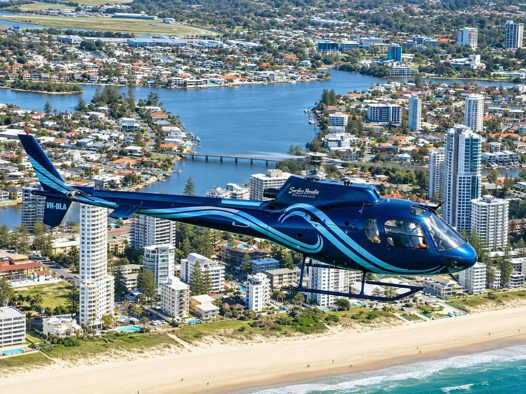 Gold Coast beaches from helicopter