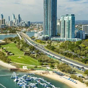 Skyline view of the Gold Coast from the Broadwater Parklands