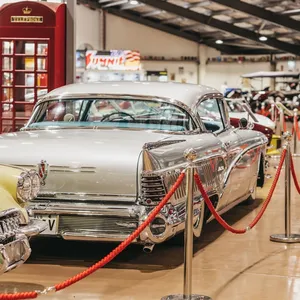 Cars on display inside the Gold Coast Motor Museum