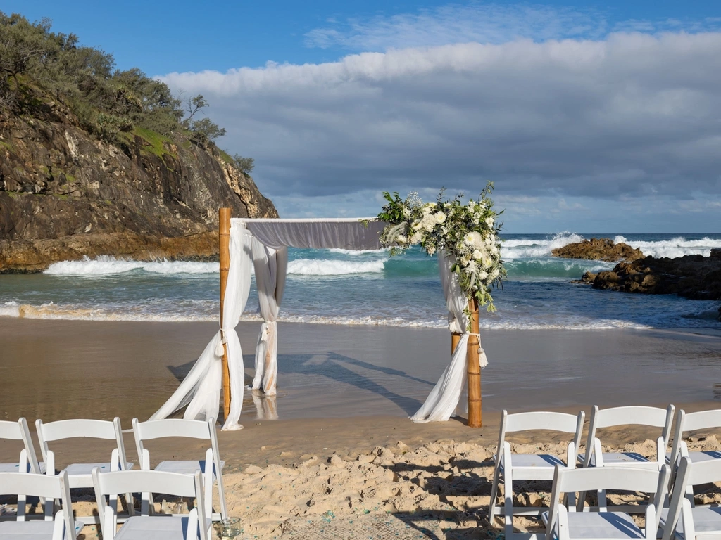 Wedding ceremony location in a secluded cove