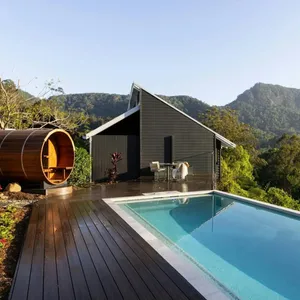 View of infinity pool and sauna overlooking Currumbin Valley