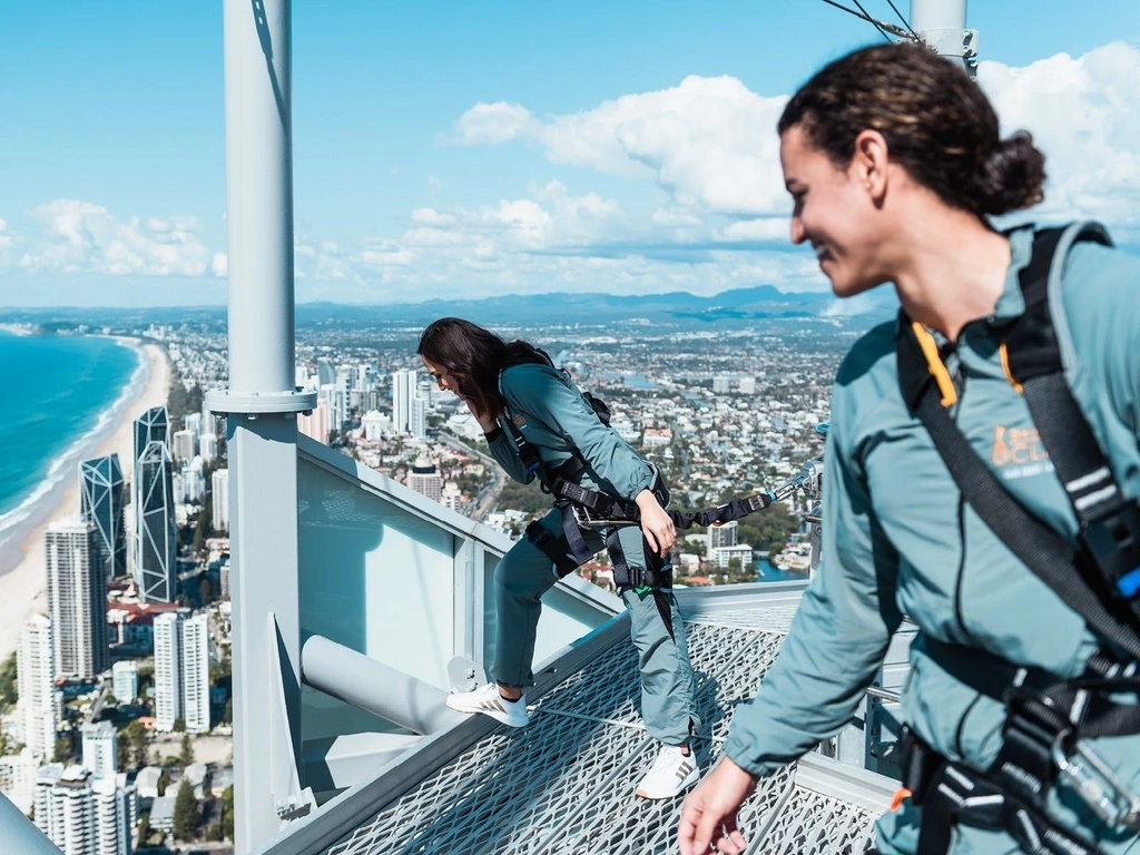 Climber looking over the edge