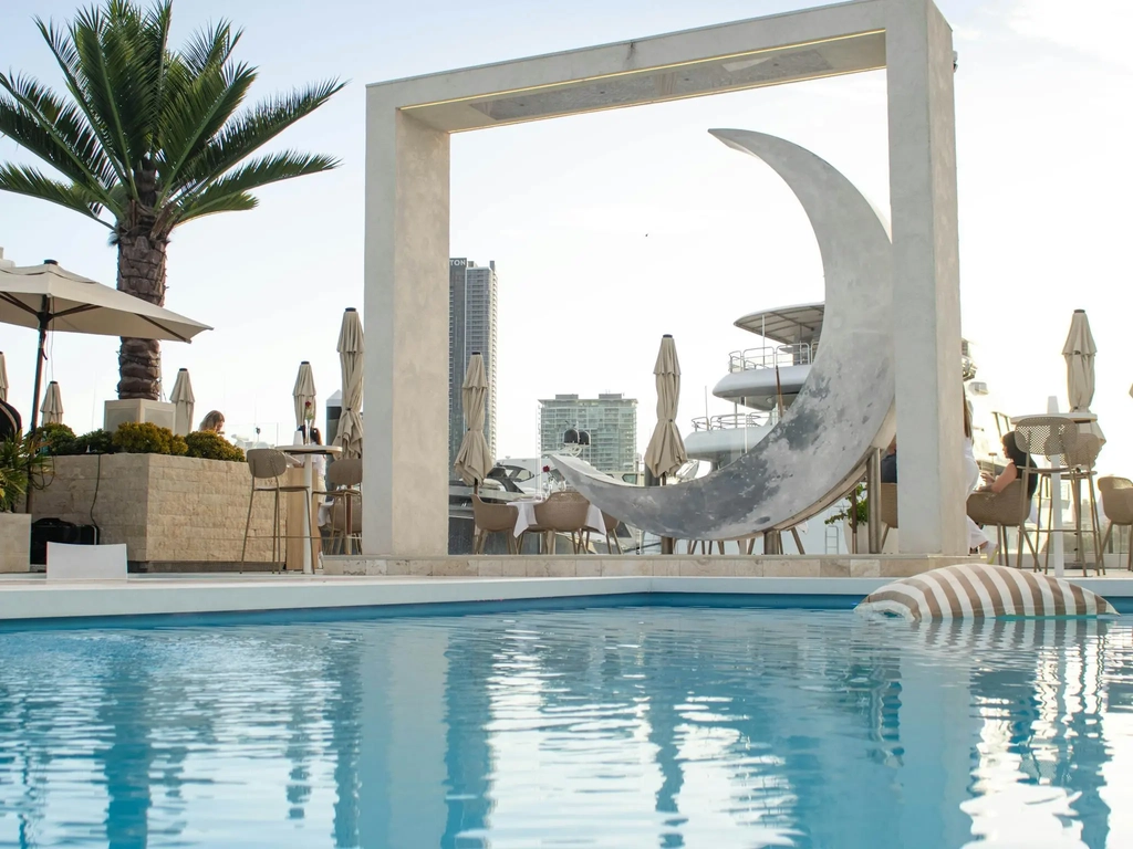 La Luna Beach Club venue showcasing coastal styling and waterfront views