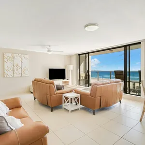 Lounge and view over kirra beach