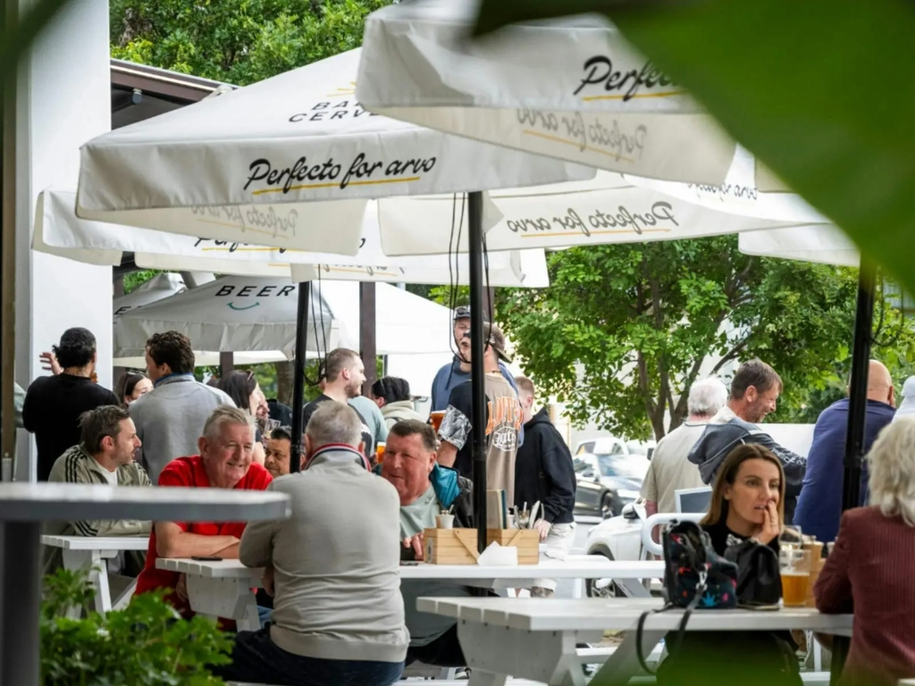 Customers in the Beer Garden
