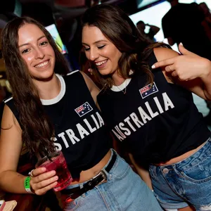 2 girls wearing australia shirts, australia day