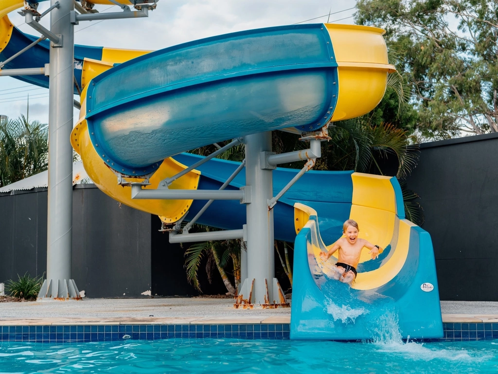 Pool with 35 metre mega water slide