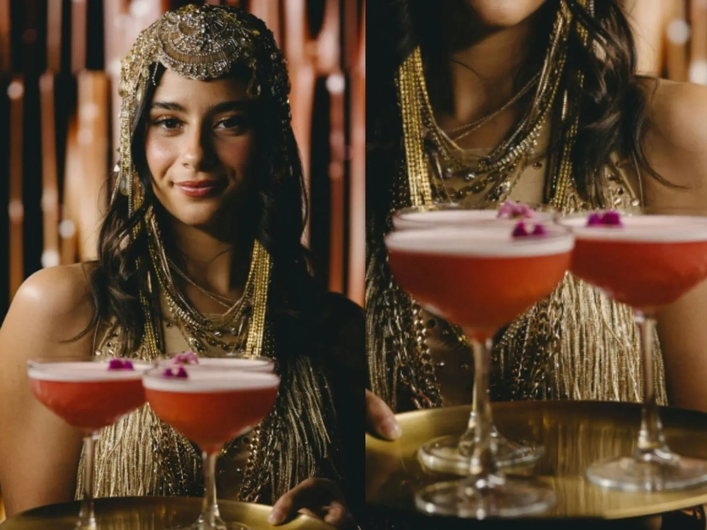 Bottle service staff presenting cocktails