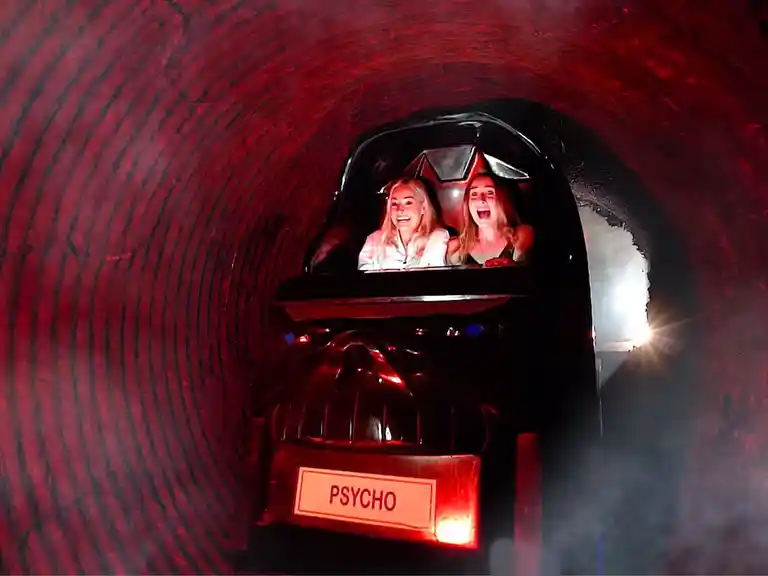 Customers ride the Ghost Train