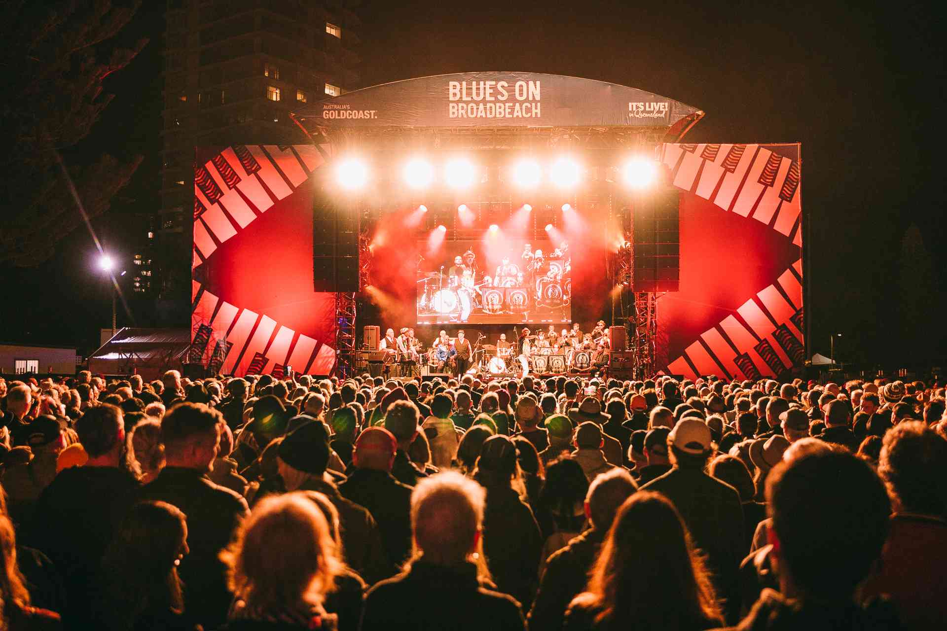 Bustling crowds enjoy the best of rhythm and blues under blue skies