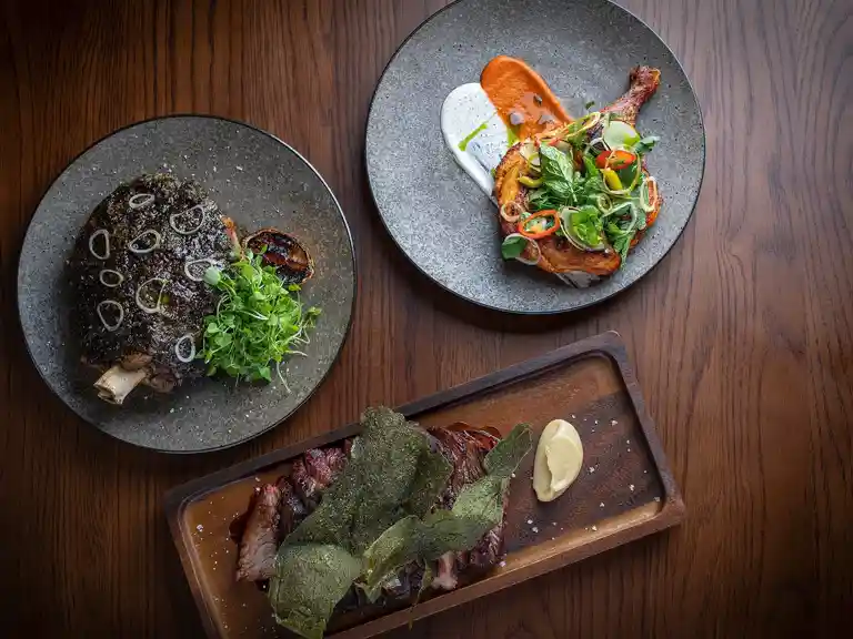 whole bbq chicken, lamb shoulder, short rib