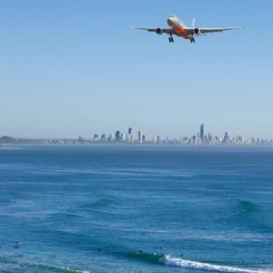 Plane flying over Gold Coast