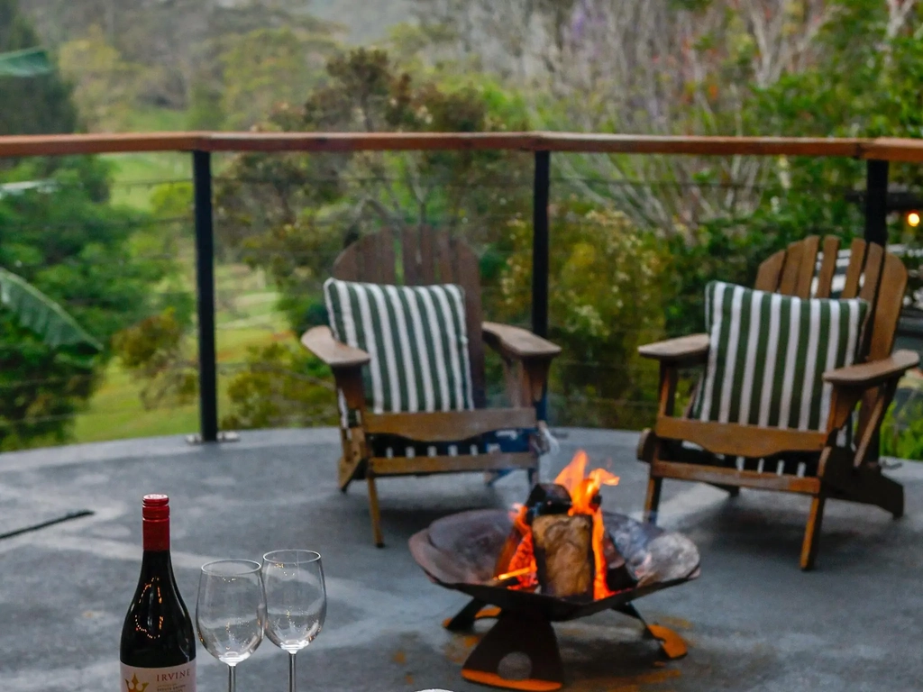 The house entertaining and fire pit