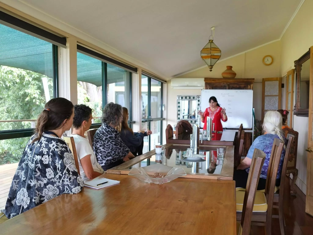 shanti gowans leading a discussion on ayurveda