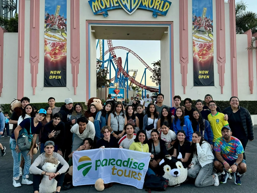 Paradise Tours group at Movie World