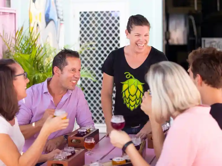 Discussing how to appreciate beer and all the different flavours at Lost Palms