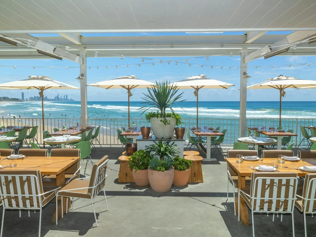 A view of the Gold Coast skyline and beach from the Tropic Restaurant Terrace.