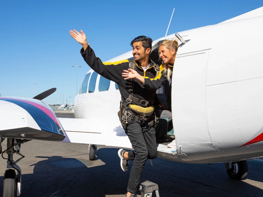 Getting ready to take off for a Tandem Skydive